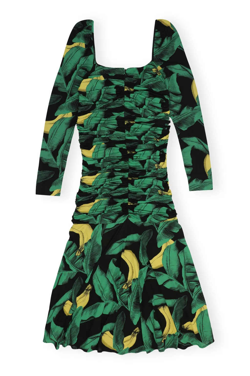 Ruched Mesh Midi Dress