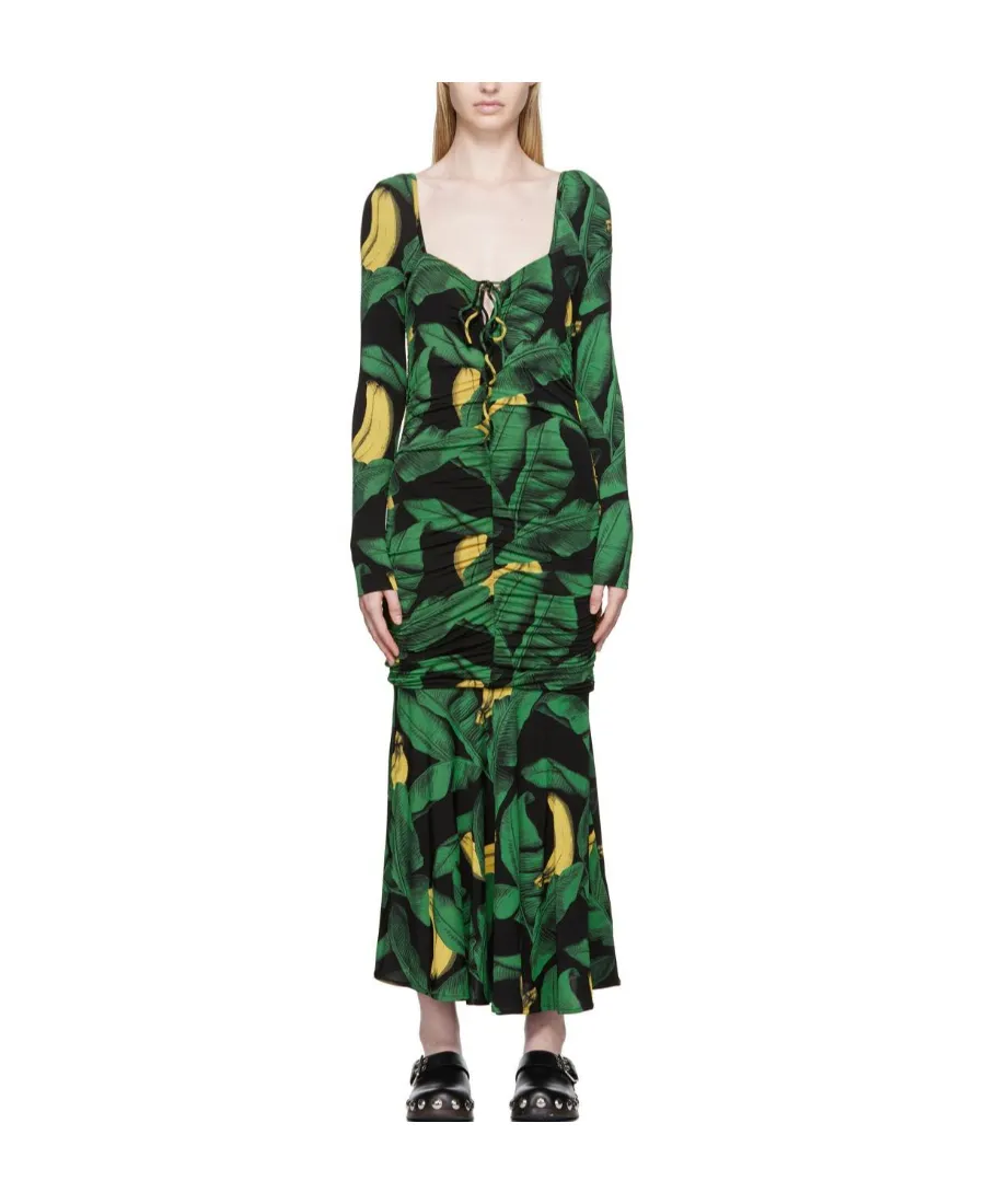 Ruched Mesh Midi Dress
