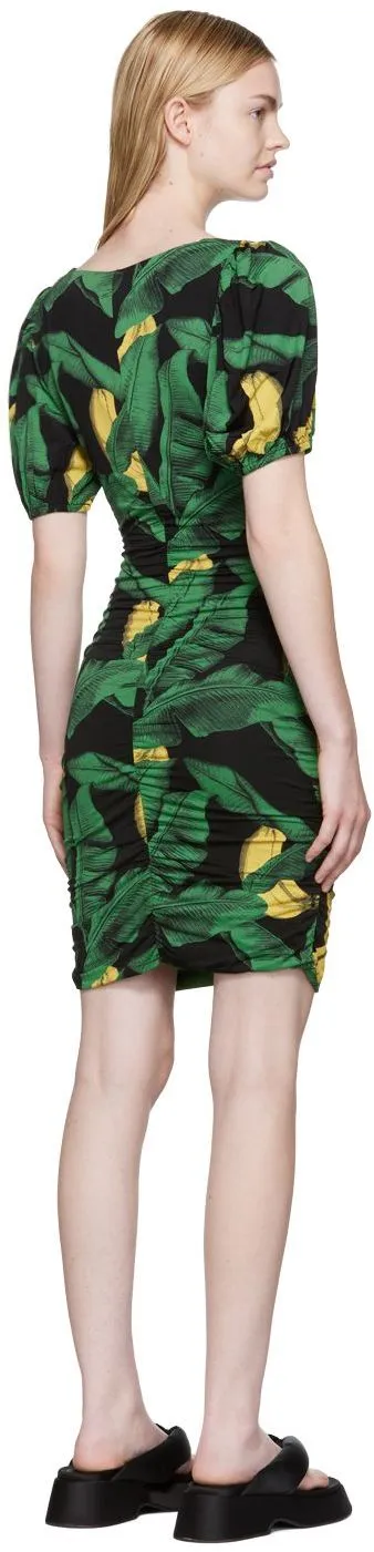 Ruched Mesh Mini Dress