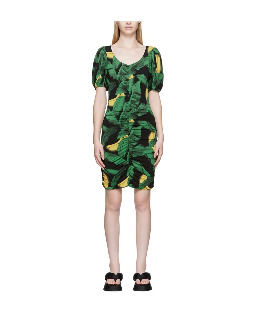 Ruched Mesh Mini Dress