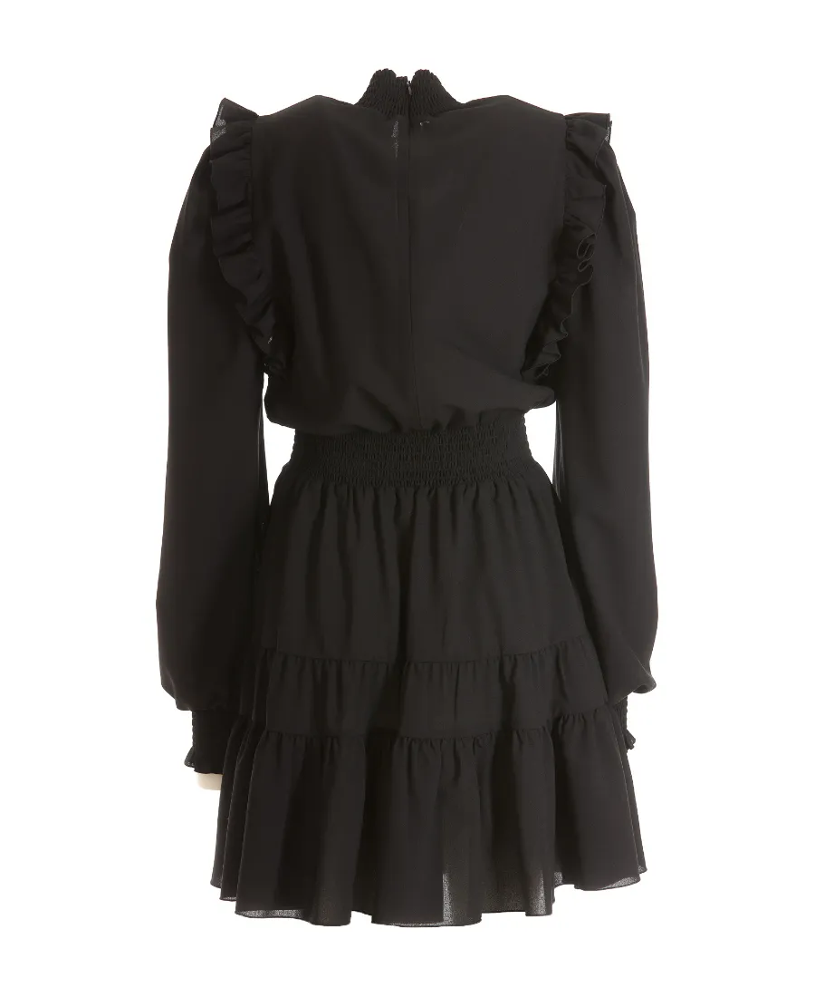Ruched Long-Sleeve Mini Dress