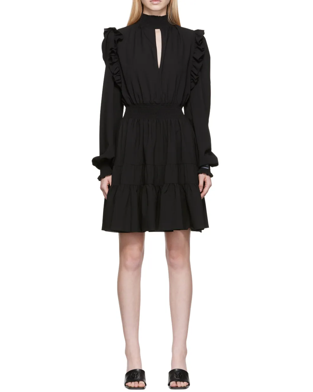 Ruched Long-Sleeve Mini Dress