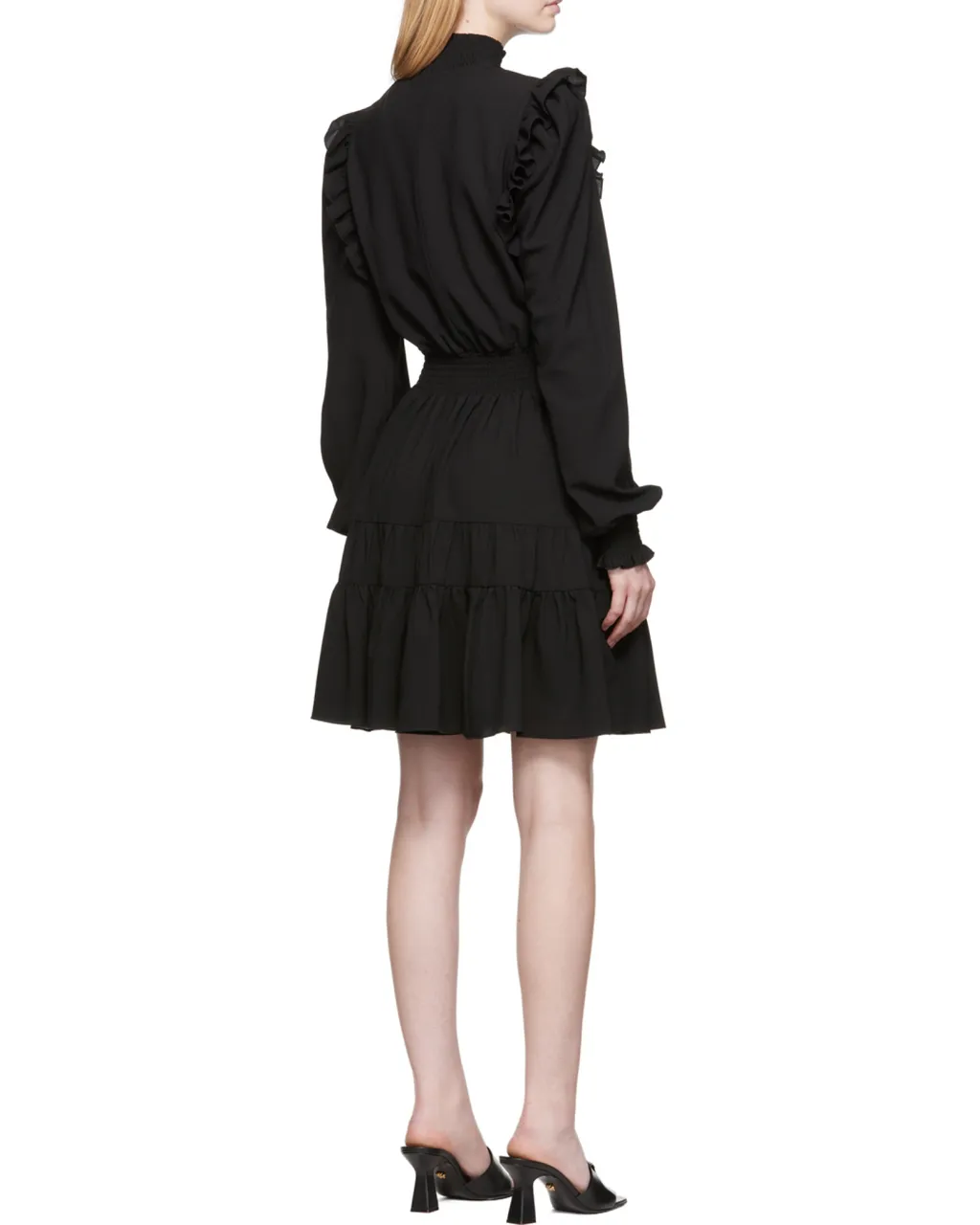 Ruched Long-Sleeve Mini Dress