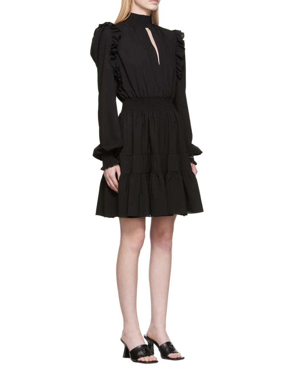 Ruched Long-Sleeve Mini Dress