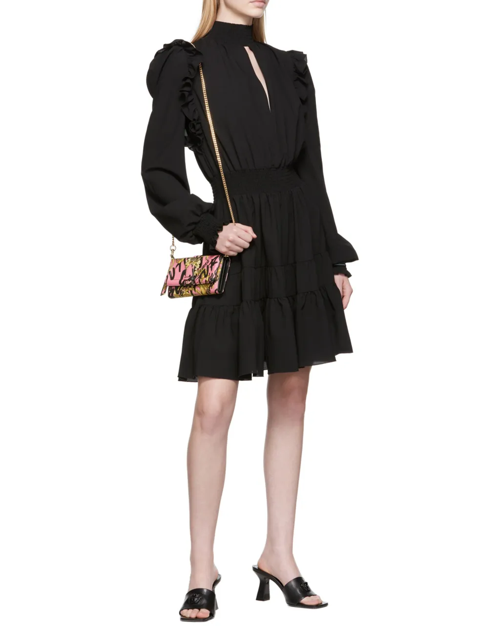 Ruched Long-Sleeve Mini Dress
