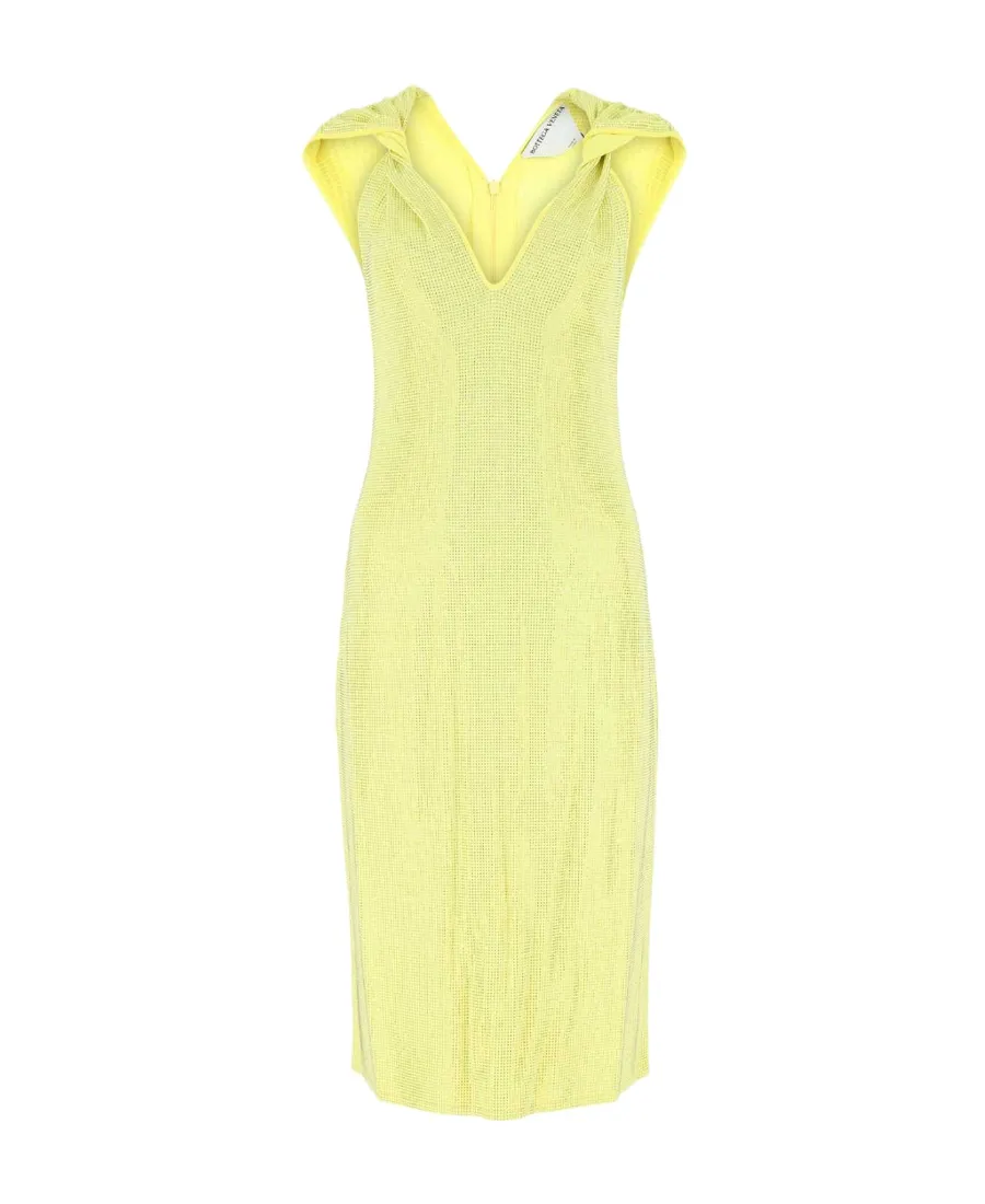 Bottega Veneta V-Neck Stretched Midi Dress