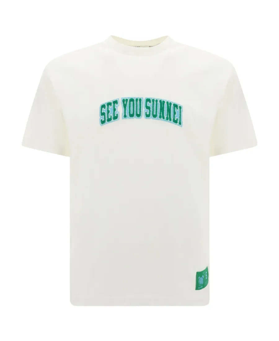 Sunnei Logo Flocked Crewneck T-Shirt