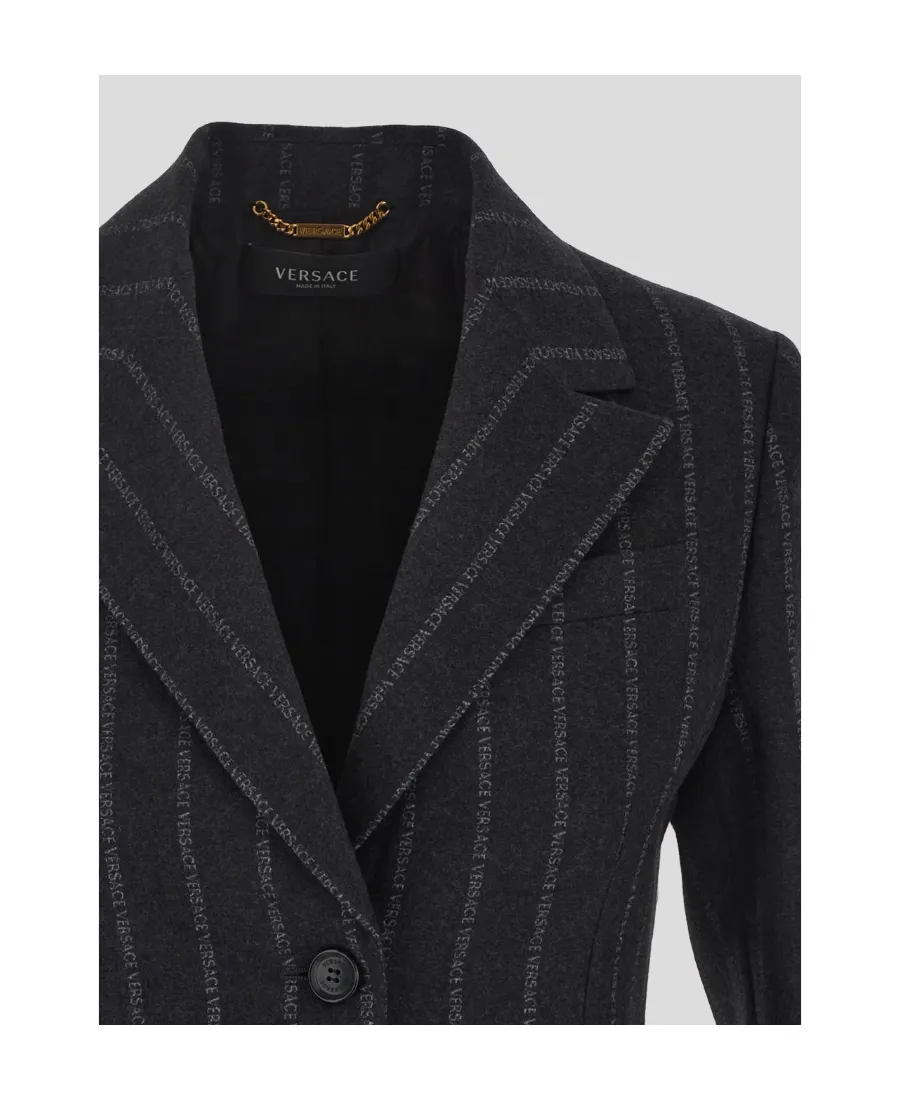 Versace Logo Printed Single-Breasted Blazer