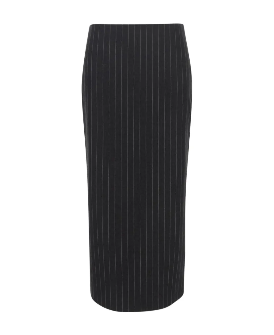 Versace Pinstripe High Waist Midi Skirt