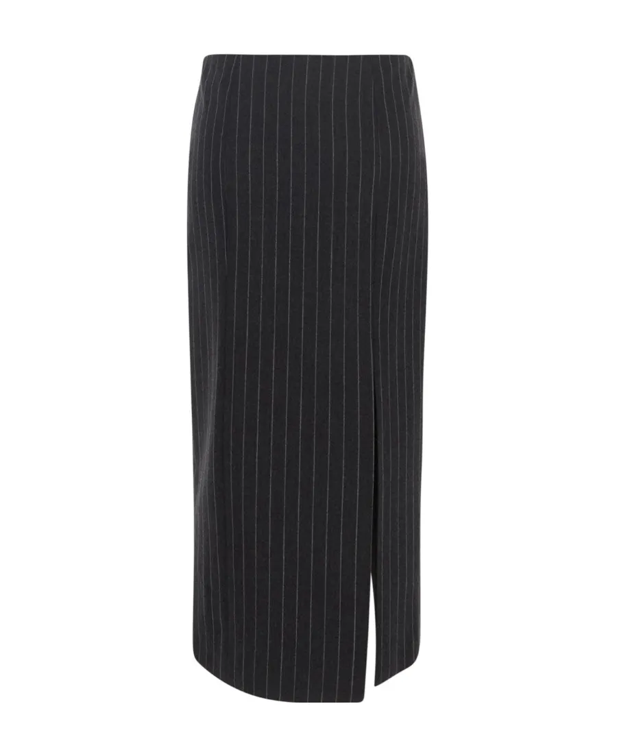 Versace Pinstripe High Waist Midi Skirt