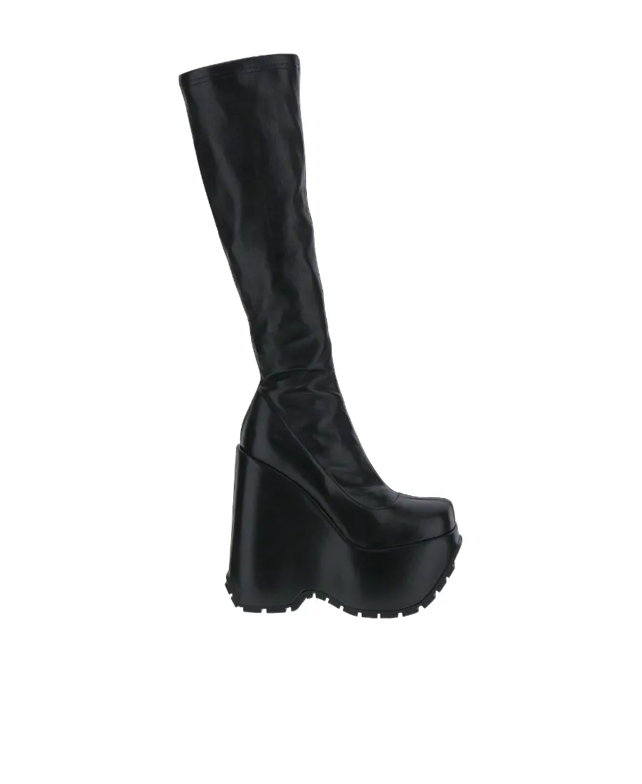 Triplatform Knee-High Leather Boots