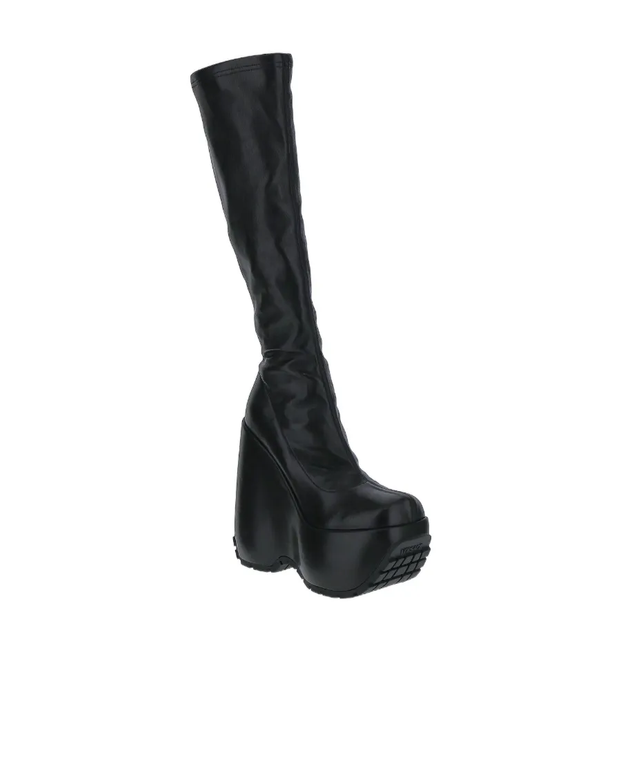 Triplatform Knee-High Leather Boots
