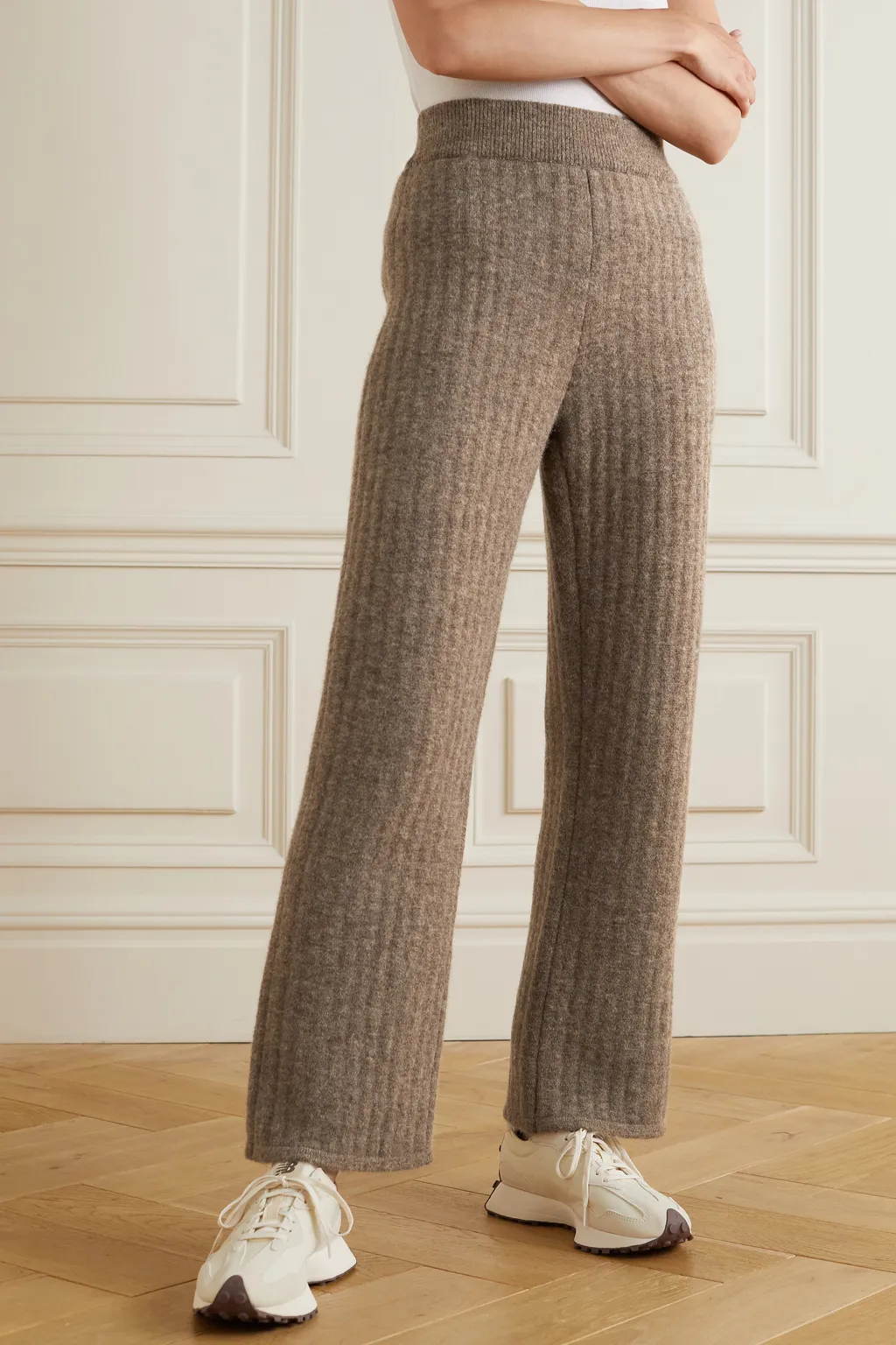Shad Ribbed Knitted Straight Casual Pants