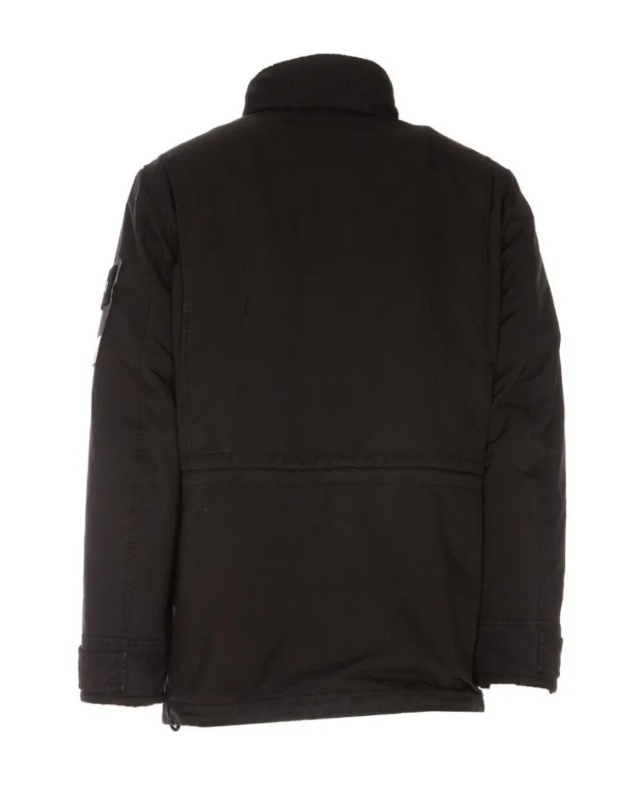 Logo-Patch Funnel Neck Coat