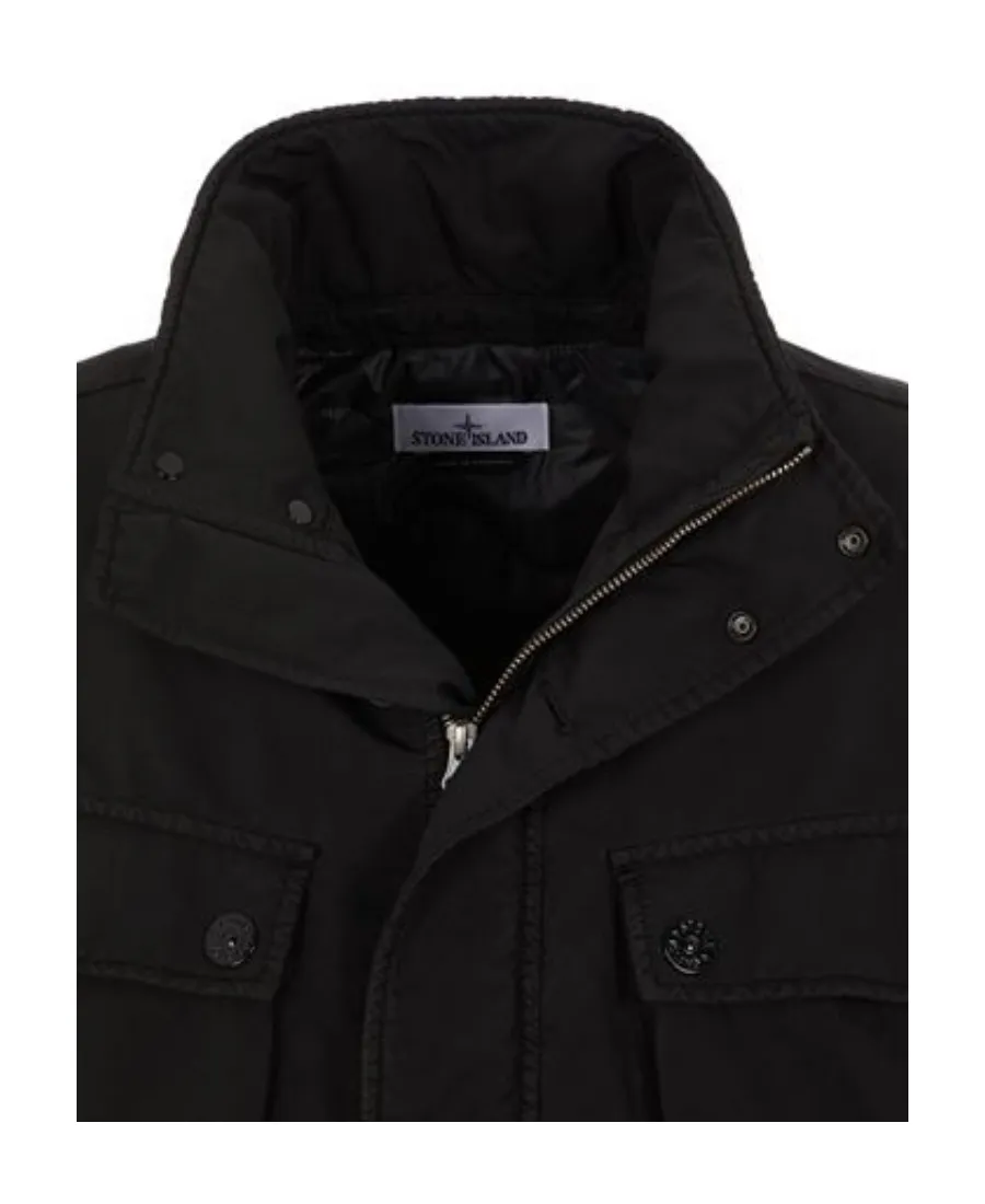 Logo-Patch Funnel Neck Coat