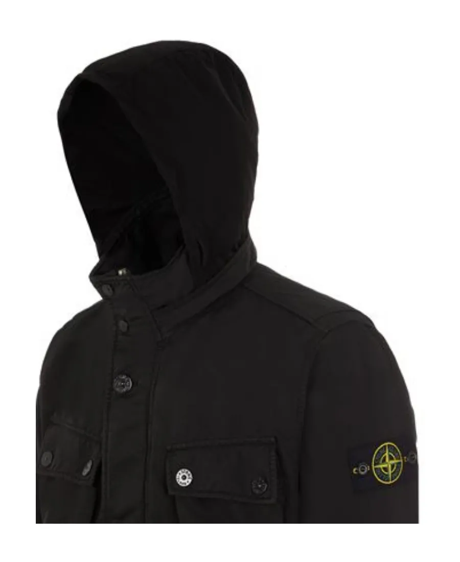 Logo-Patch Funnel Neck Coat