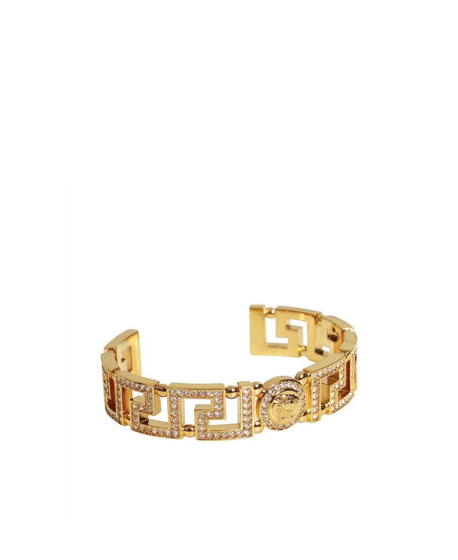 Versace Greca Tribute Medusa Embellished Cuff Bracelet
