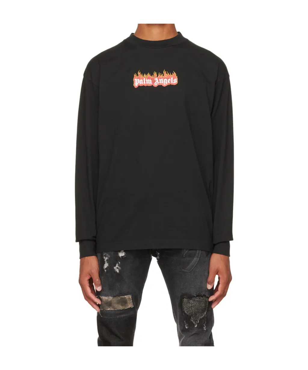 Burning Logo-Print Long-Sleeve T-Shirt