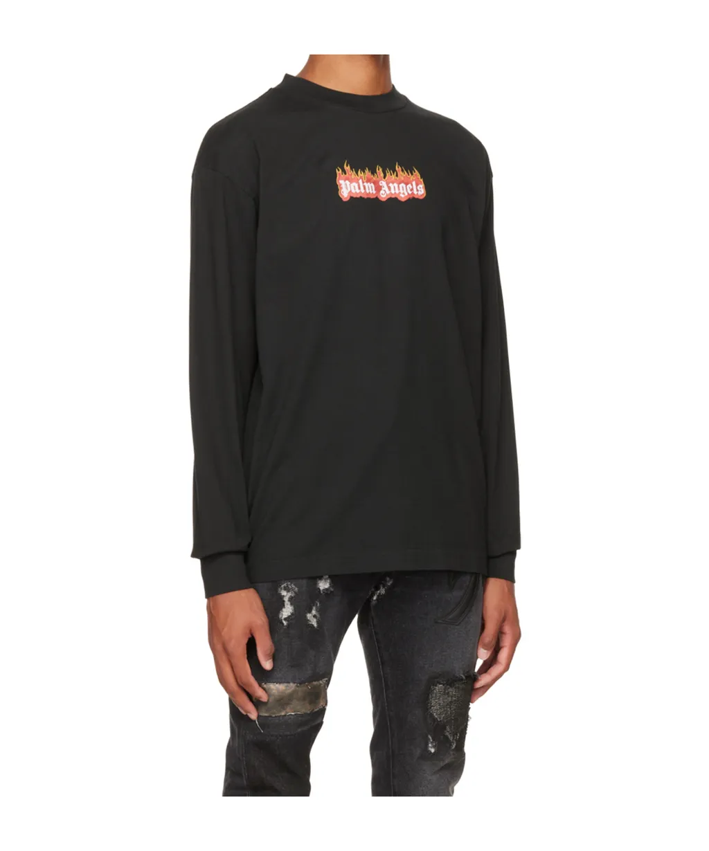 Burning Logo-Print Long-Sleeve T-Shirt