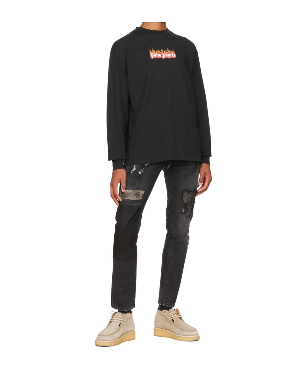 Burning Logo-Print Long-Sleeve T-Shirt