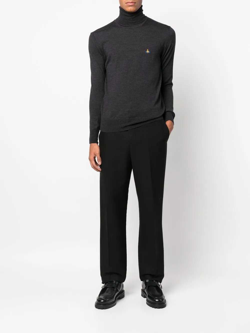 Vivienne Westwood Orb Embroidered Turtleneck Knit Jumper