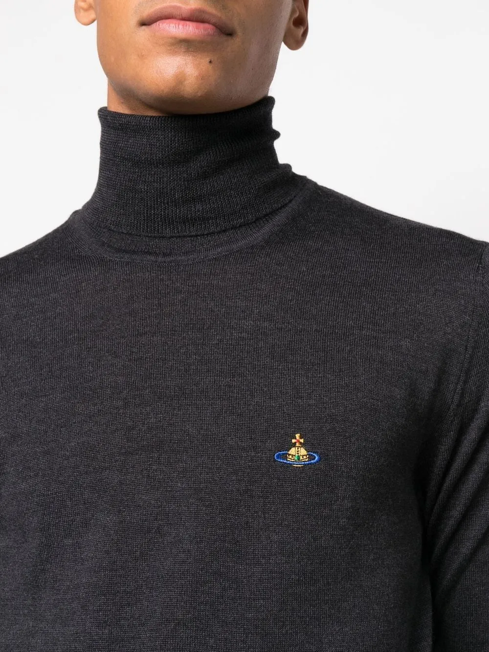 Vivienne Westwood Orb Embroidered Turtleneck Knit Jumper