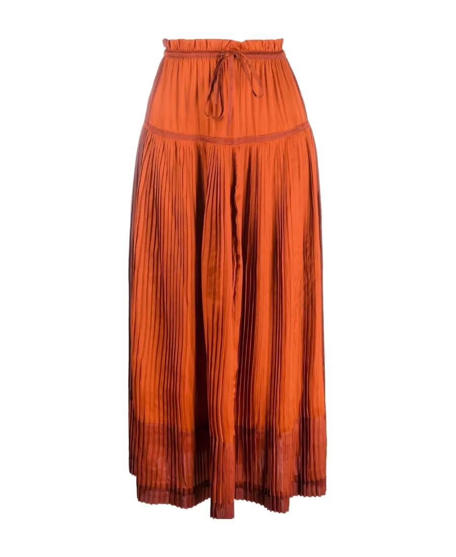 Pleated Drawstring Maxi Skirt