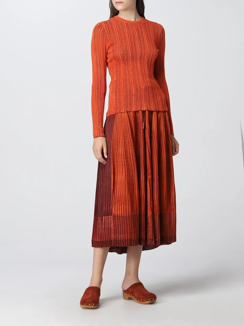 Pleated Drawstring Maxi Skirt