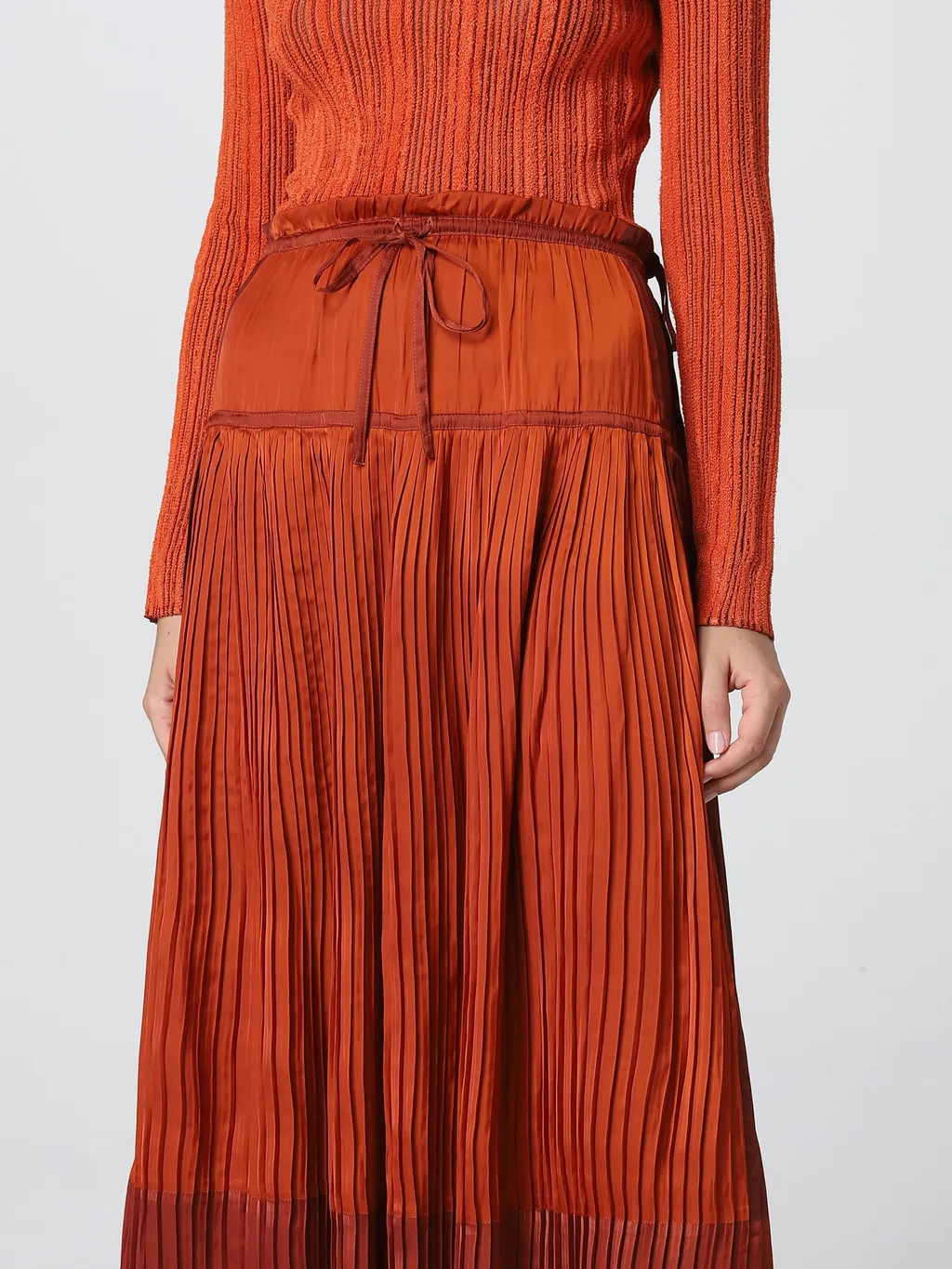 Pleated Drawstring Maxi Skirt