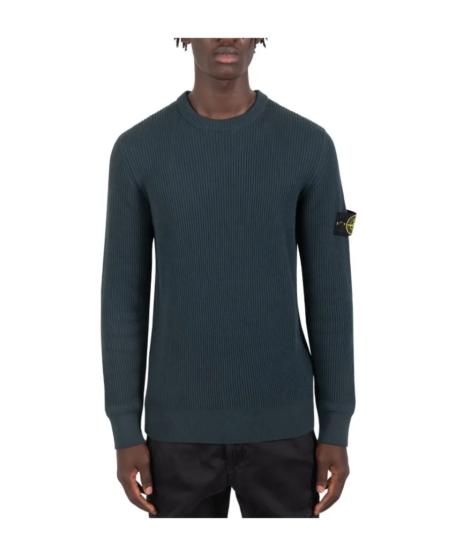 Compass-Patch Ribbed-Knit Jumper