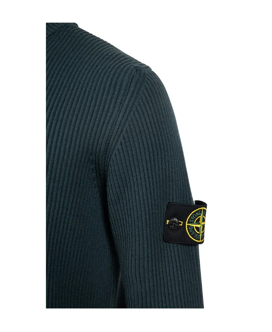 Compass-Patch Ribbed-Knit Jumper