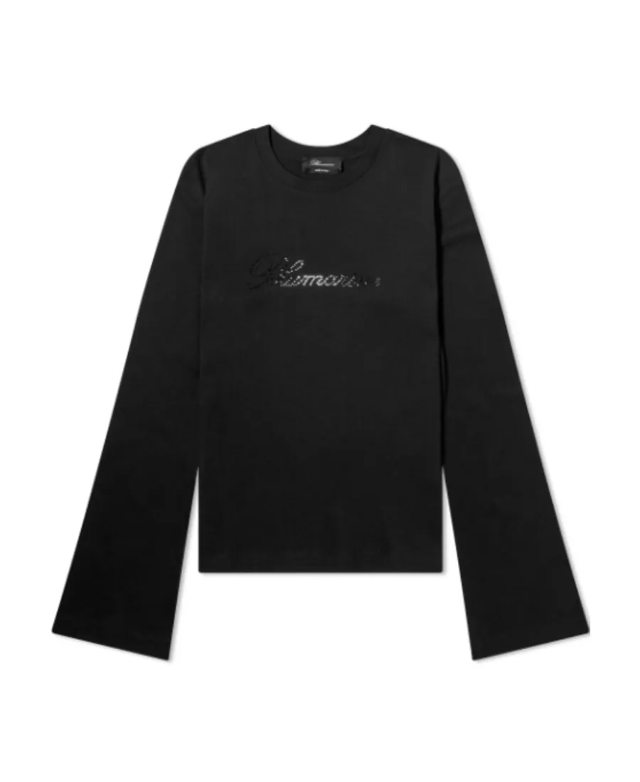 Blumarine Logo Embellished Long-Sleeved Top