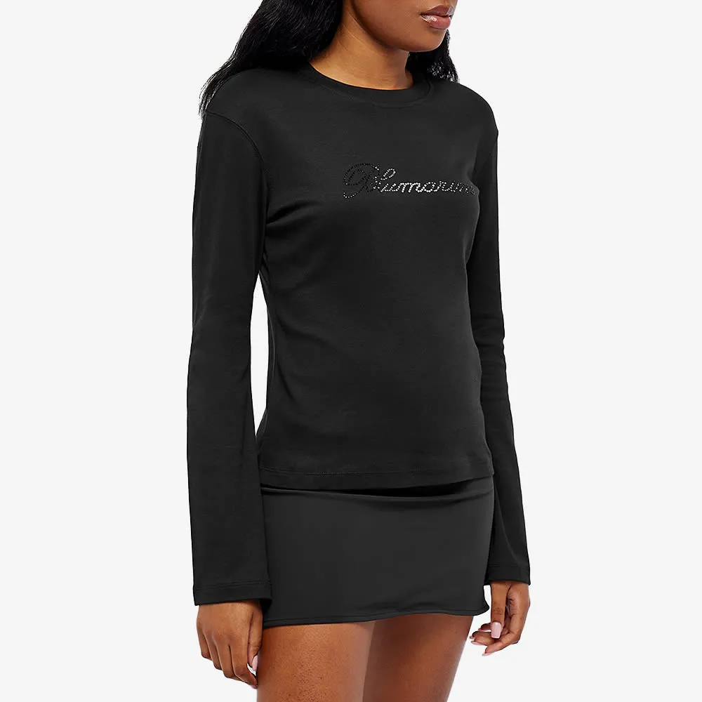 Blumarine Logo Embellished Long-Sleeved Top