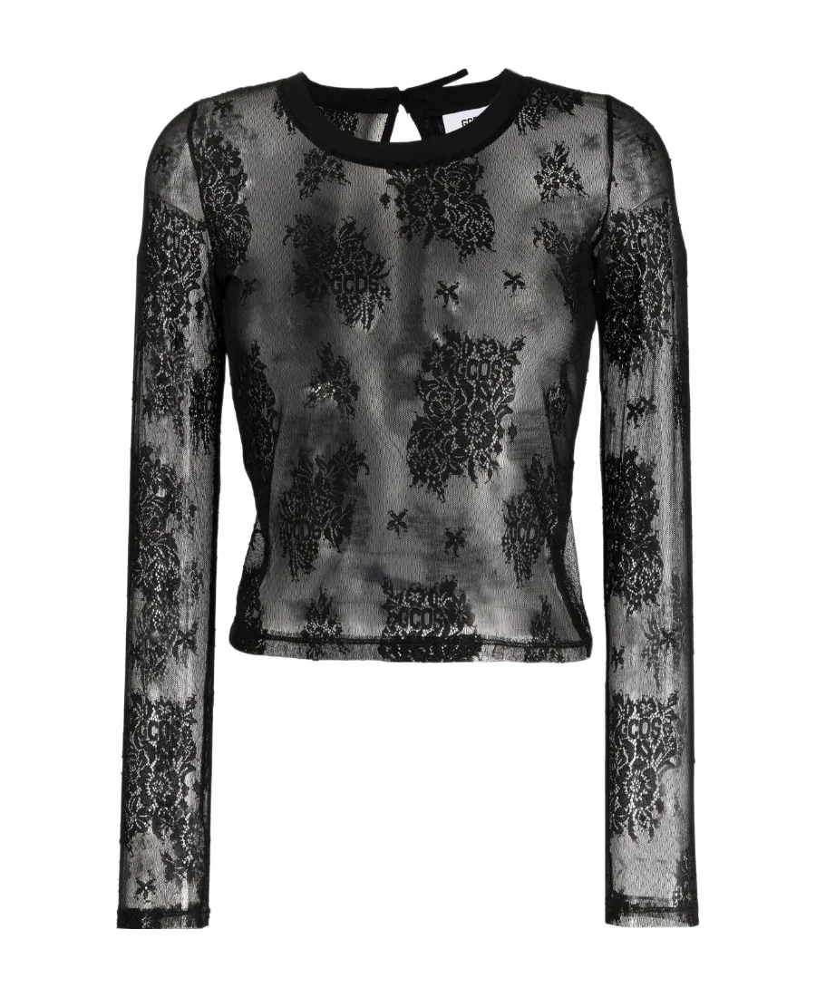 Gcds Floral Patterned Semi-Sheer Top