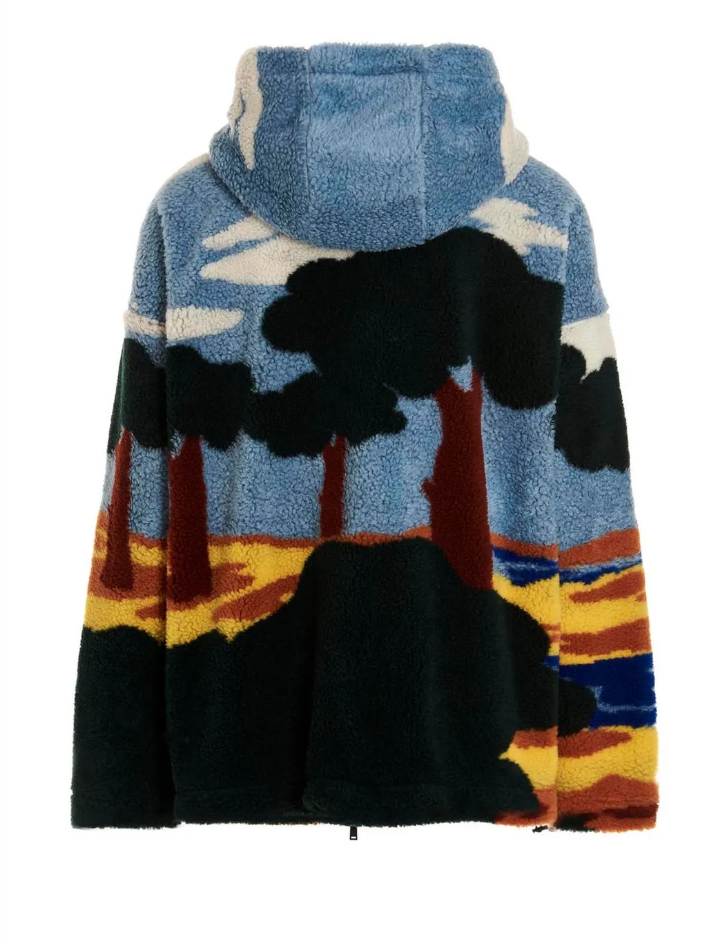 Abstract-Print Hooded Fleece