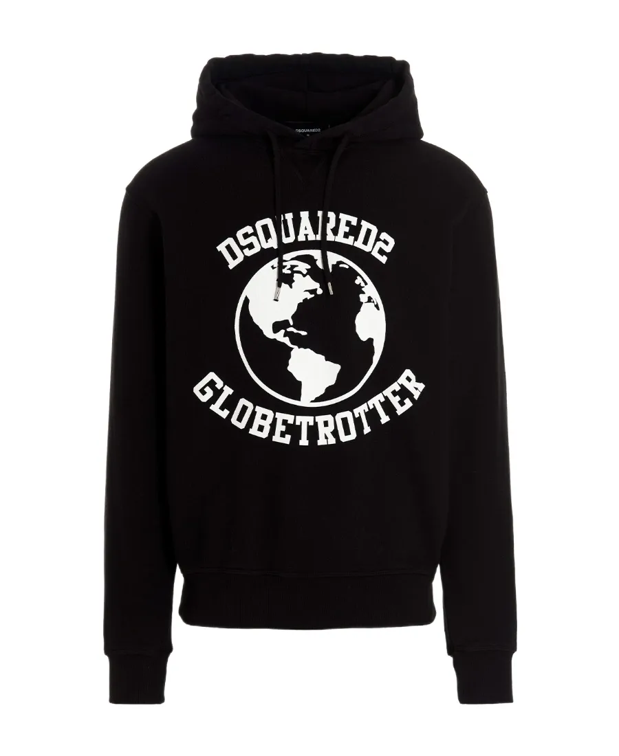Dsquared2 Globetrotter Logo Printed Drawstring Hoodie