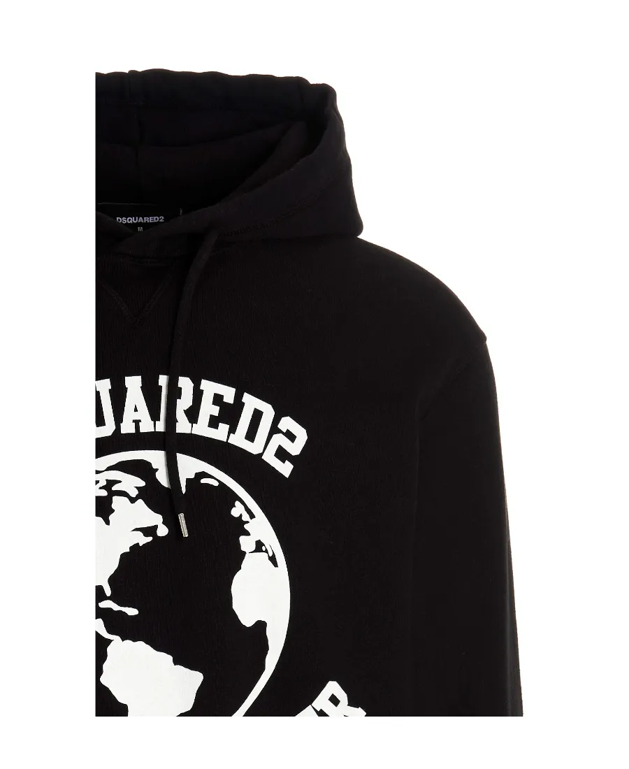 Dsquared2 Globetrotter Logo Printed Drawstring Hoodie
