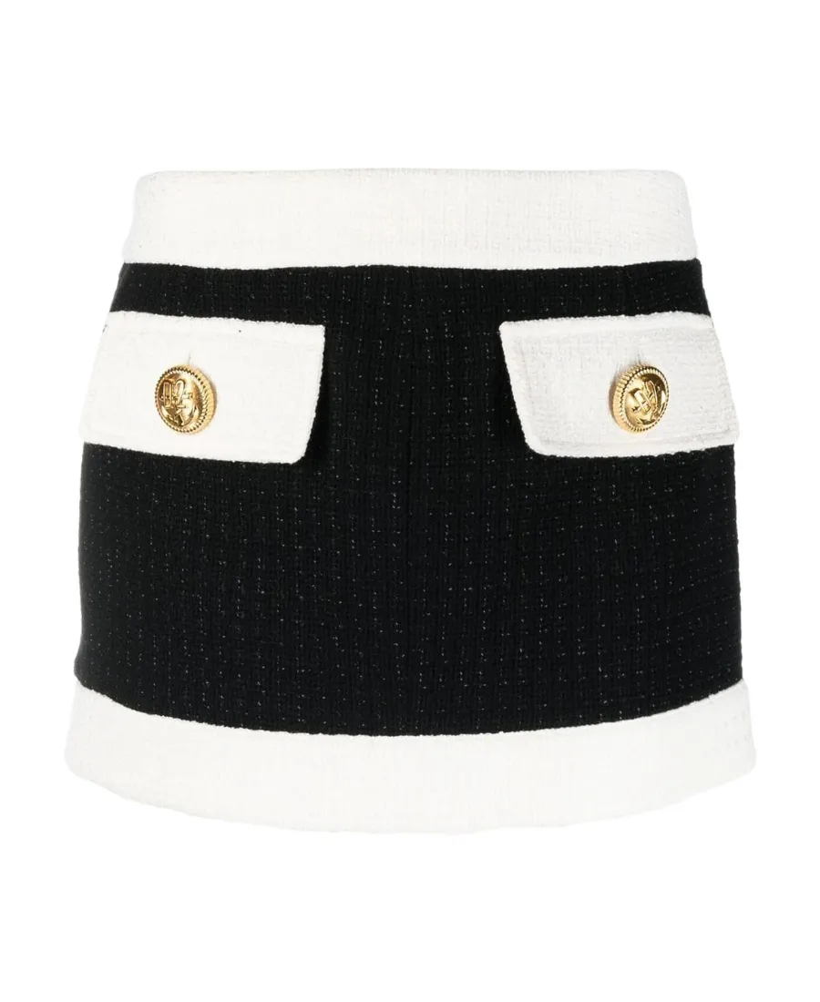 Two-Tone Tweed Miniskirt
