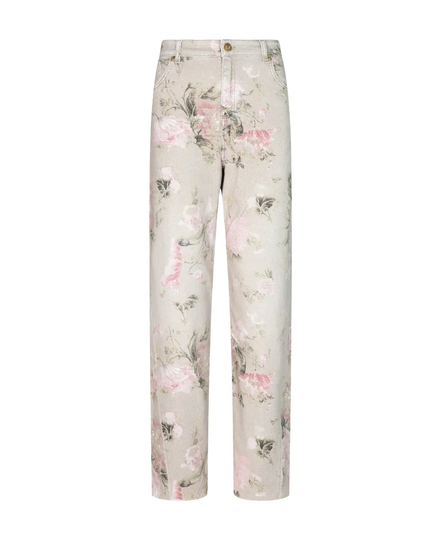Blumarine Floral Print Boyfriend Jeans