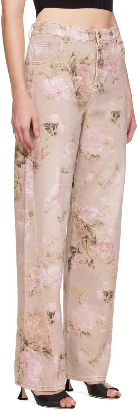 Blumarine Floral Print Boyfriend Jeans