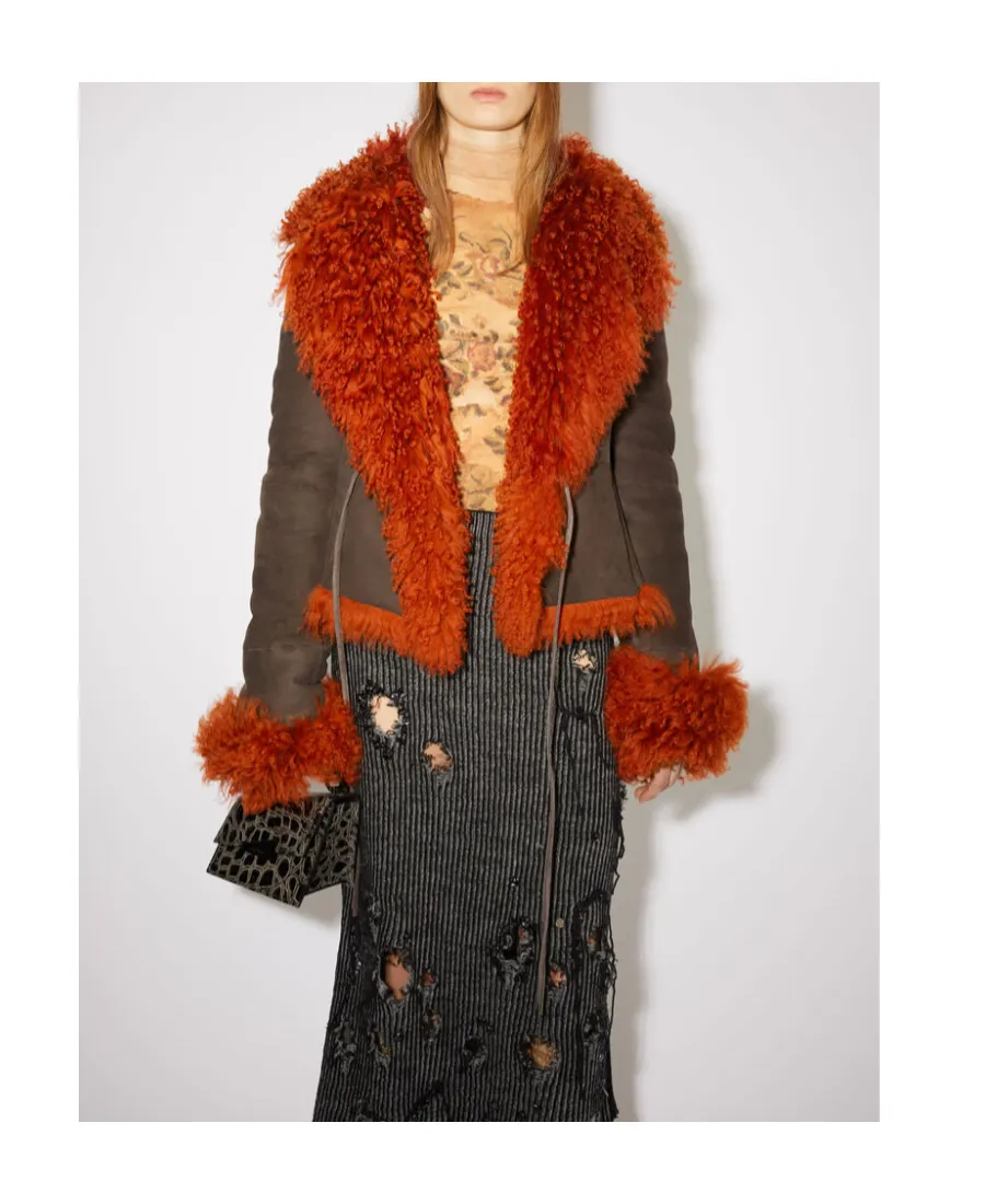 Logo Sheepskin Trimmed Casual Jacket