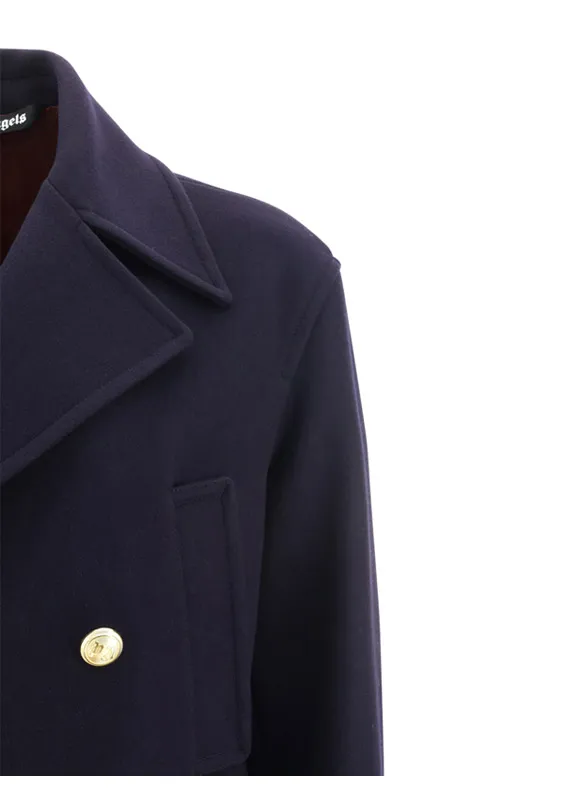 Palm Angels Palm Tree-Embroidered Double-Breasted Coat