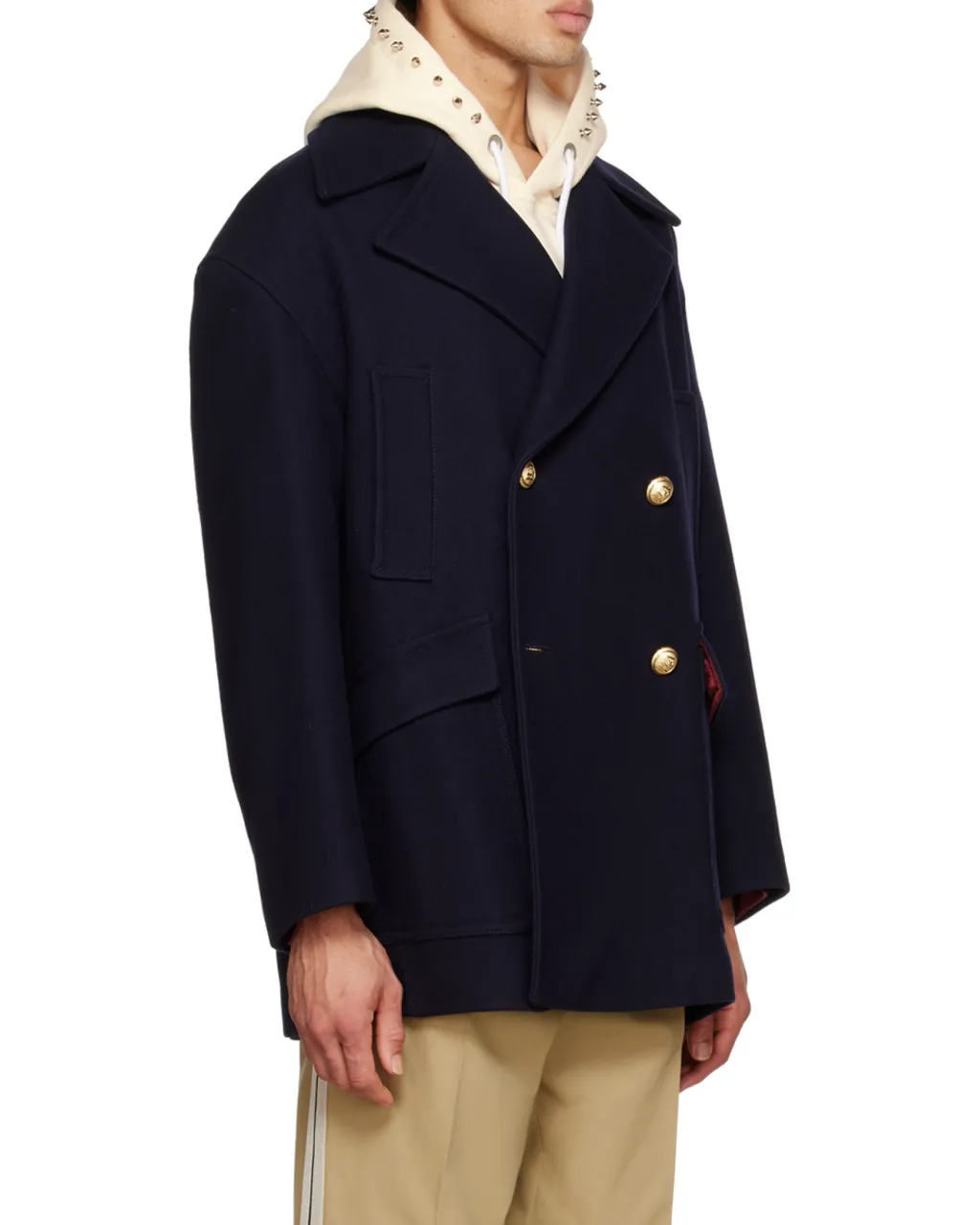 Palm Angels Palm Tree-Embroidered Double-Breasted Coat