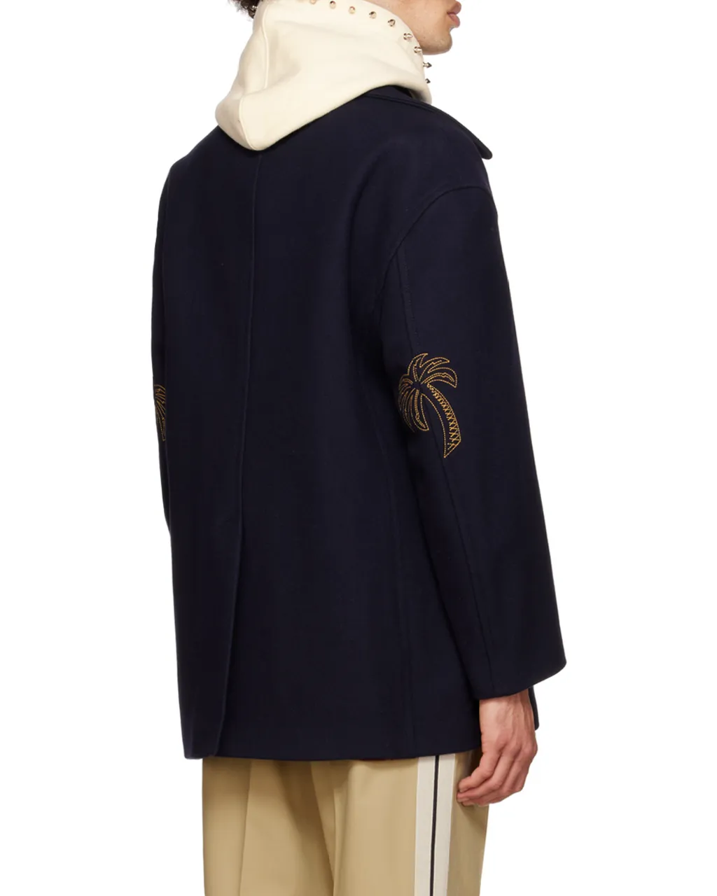 Palm Angels Palm Tree-Embroidered Double-Breasted Coat