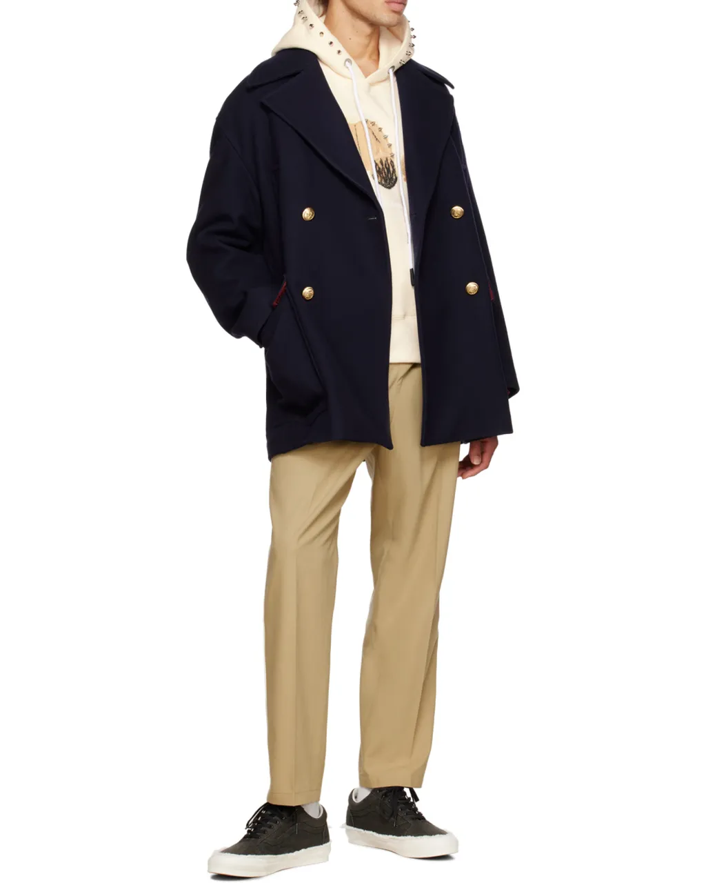 Palm Angels Palm Tree-Embroidered Double-Breasted Coat