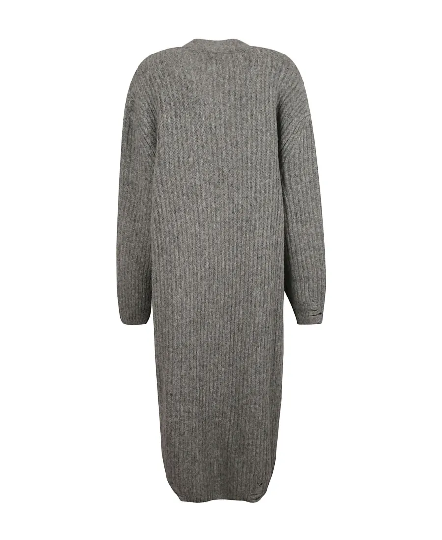 Button-Up Ribbed Long Cardigan