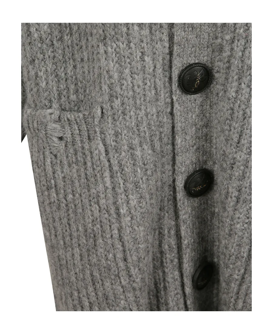 Button-Up Ribbed Long Cardigan