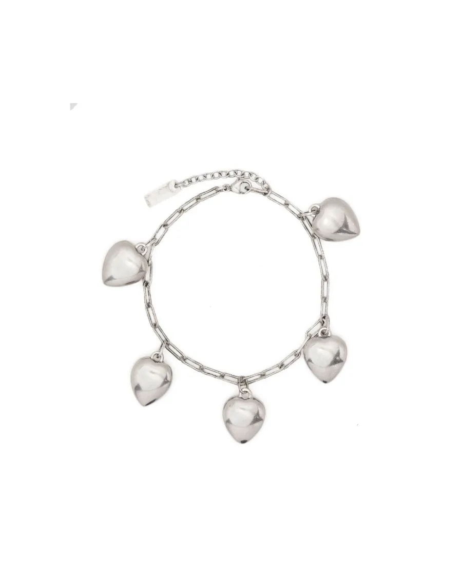 Saint Laurent Heart-Pendant Logo Engraved Chain Bracelet