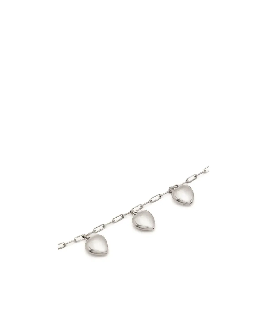 Saint Laurent Heart-Pendant Logo Engraved Chain Bracelet