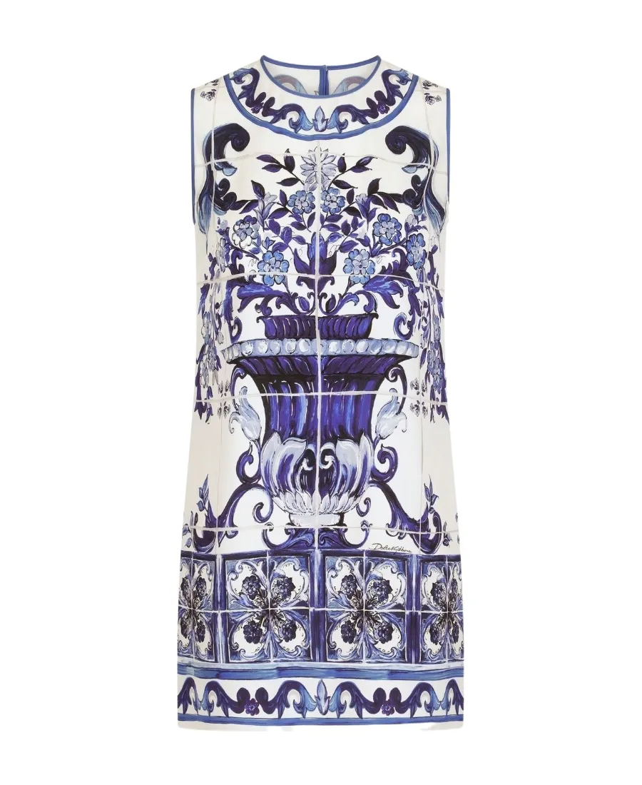 Dolce & Gabbana Majolica-Printed Charmeuse Top